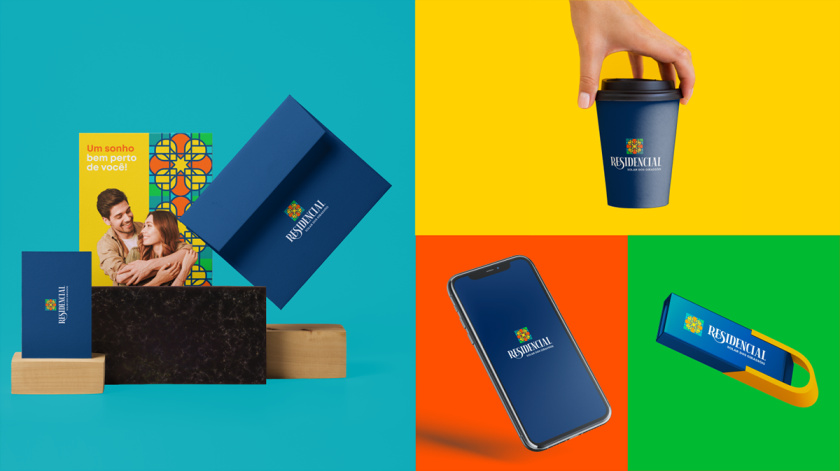 Residencial高端住宅地產(chǎn)logo設(shè)計vi設(shè)計，教堂+太陽+想日款+馬賽克元素