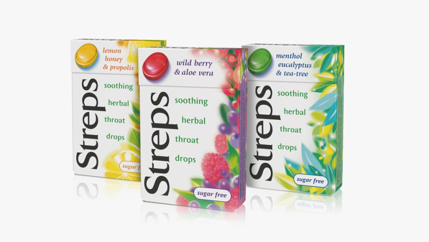 Strepsils 咽喉護理喉嚨疼痛藥品包裝設計