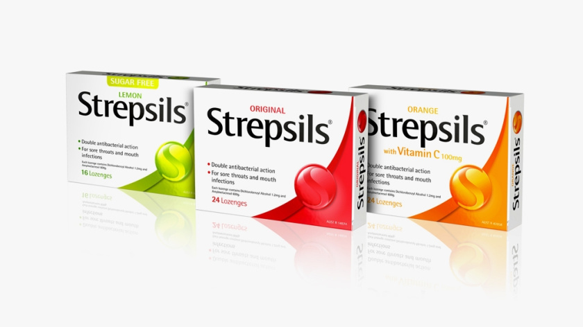 Strepsils 咽喉護理喉嚨疼痛藥品包裝設計