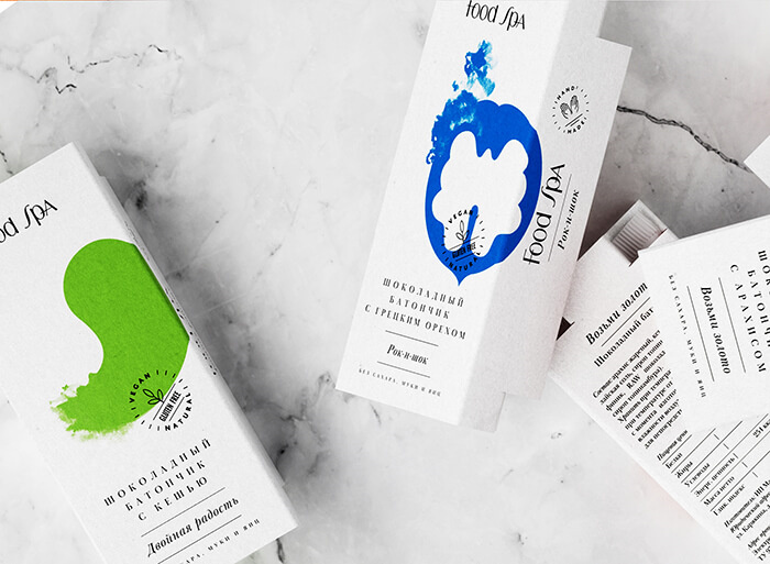 FoodSpa健康排毒果汁食品包裝設計，自然水彩配色方案