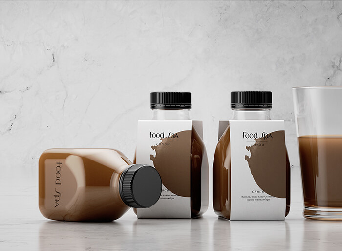 FoodSpa健康排毒果汁食品包裝設計，自然水彩配色方案