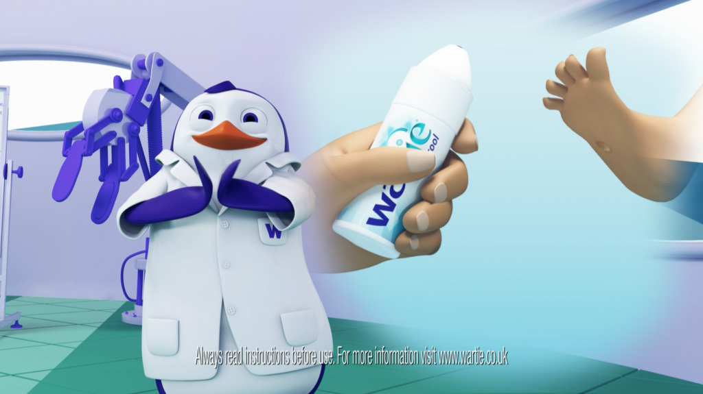 Wartie治療兒童疣皮膚病藥品TVC廣告策劃與企鵝科學家吉祥物設計