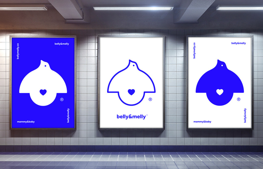 belly&melly 母嬰用品品牌logo設計vi設計，小鳥+燈泡+心形