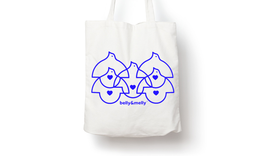 belly&melly 母嬰用品品牌logo設計vi設計，小鳥+燈泡+心形