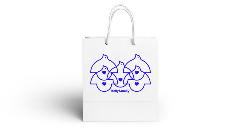 belly&melly 母嬰用品品牌logo設計vi設計，小鳥+燈泡+心形