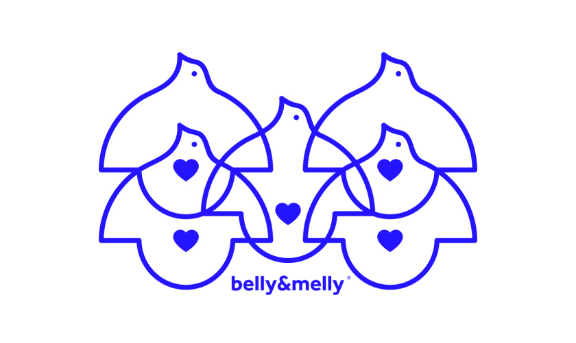 belly&melly 母嬰用品品牌logo設計vi設計，小鳥+燈泡+心形
