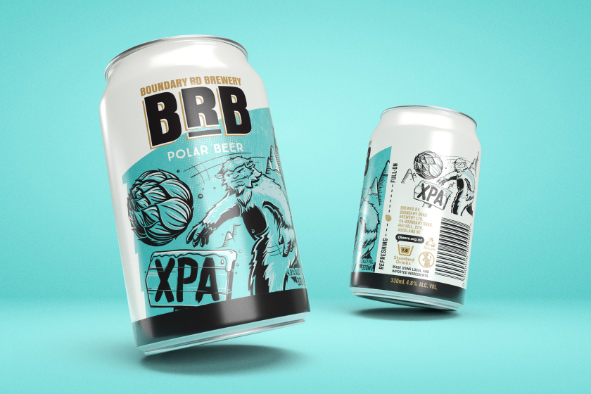 BRB易拉罐啤酒包裝設計，有趣的啤酒花線條插畫設計