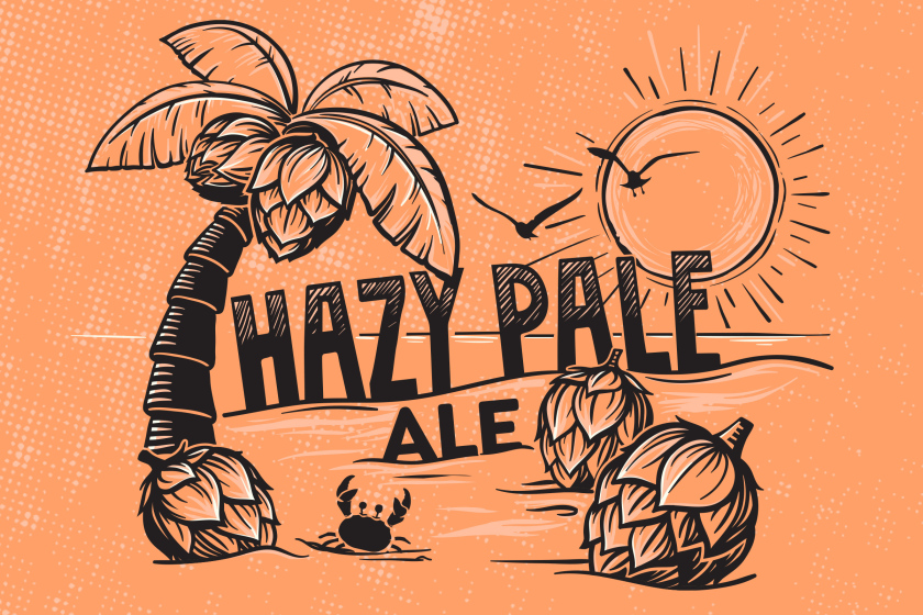 BRB易拉罐啤酒包裝設計，有趣的啤酒花線條插畫設計