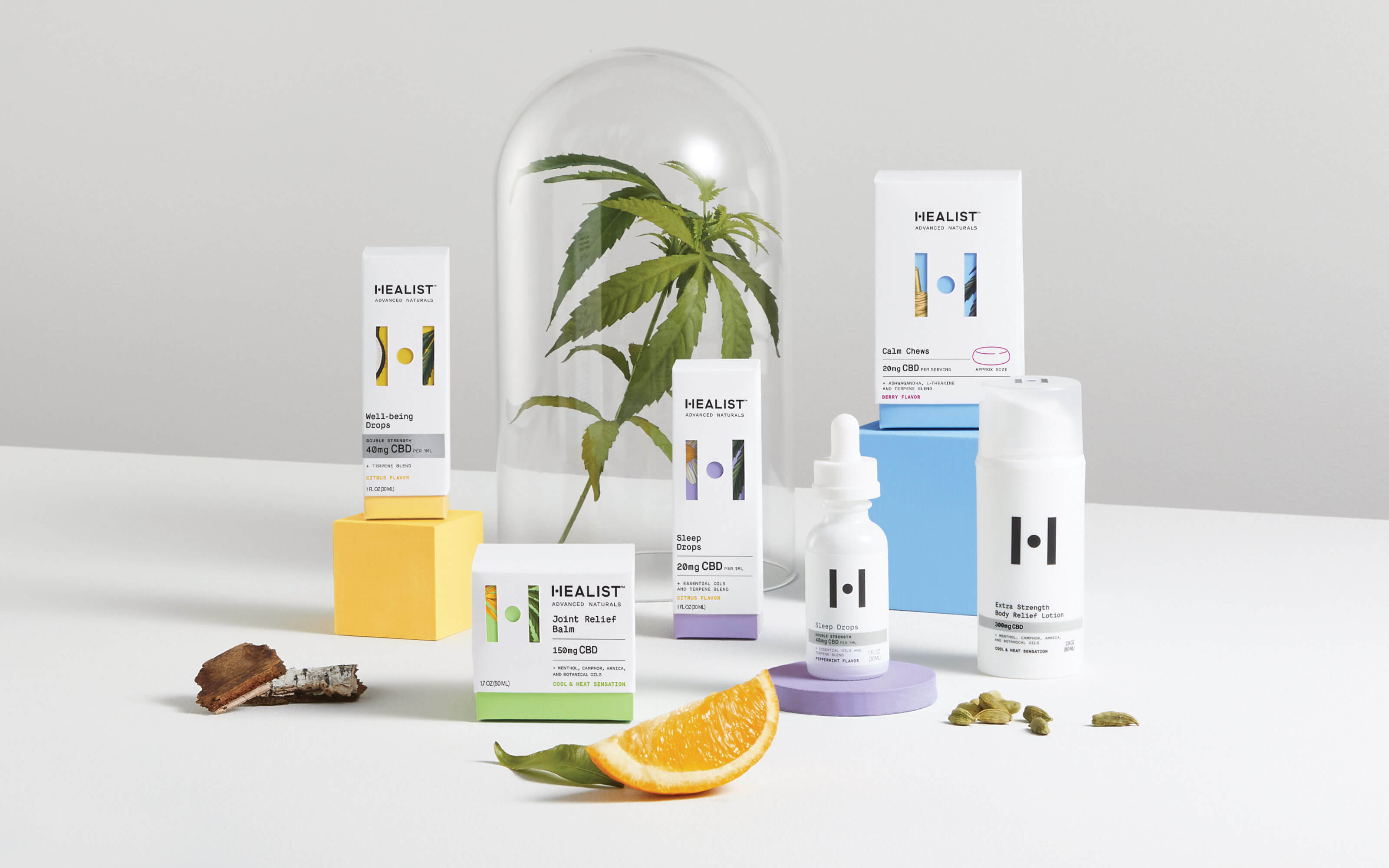 Healist大麻二酚CBD草本保健品藥品包裝設計，自然植物與現代科學的平衡