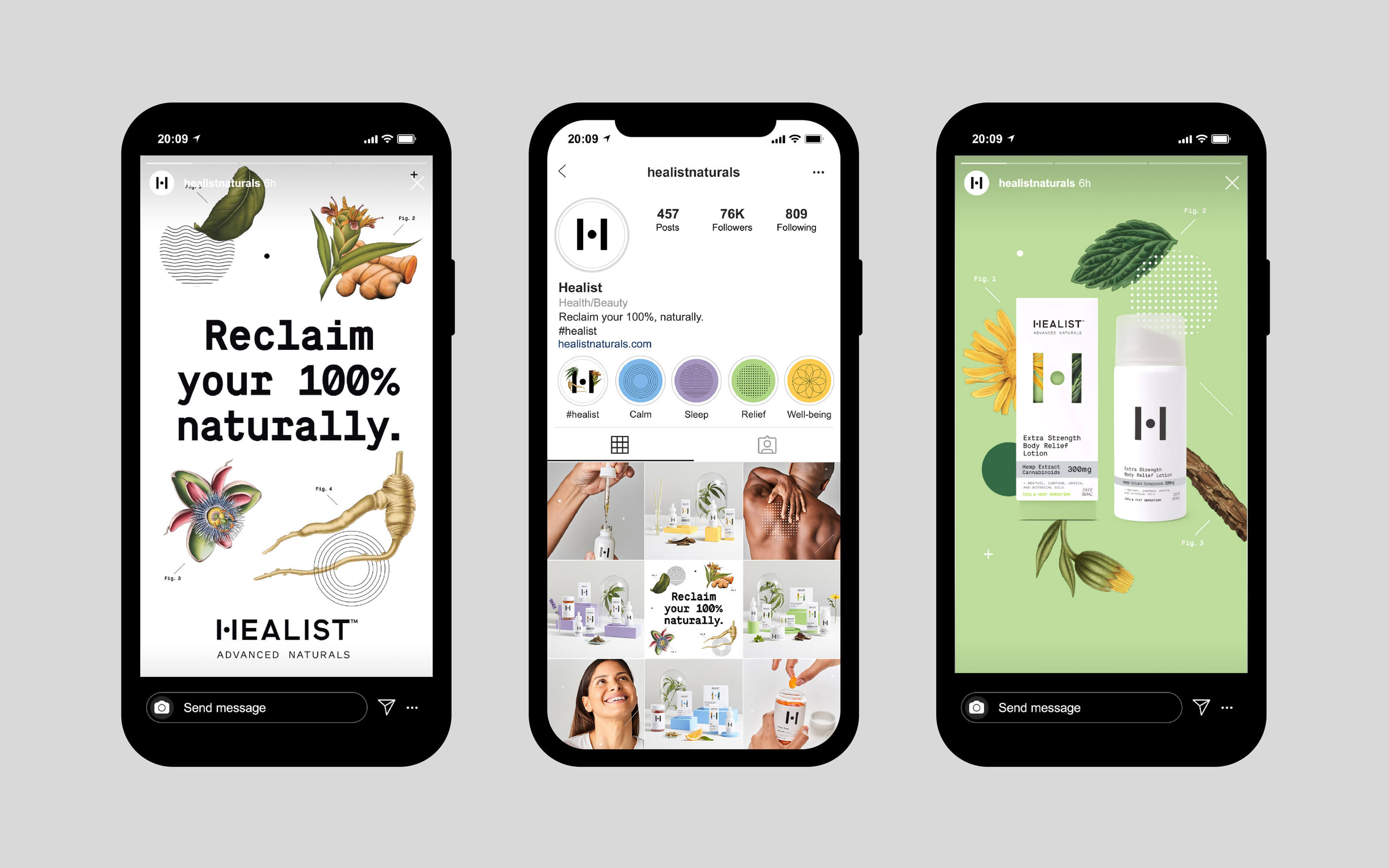 Healist大麻二酚CBD草本保健品藥品包裝設計，自然植物與現代科學的平衡