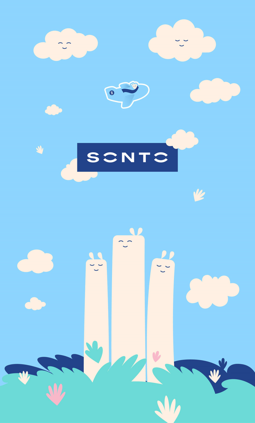 Sonto兒童床墊品牌vi視覺形象識別設計，源自床墊造型的可愛二維卡通設計