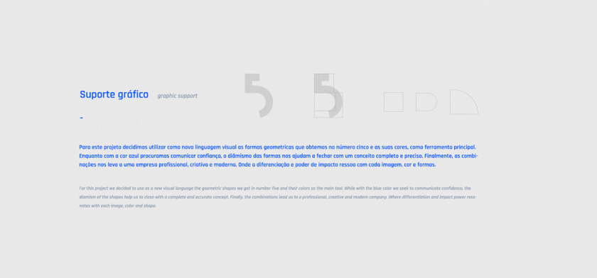 Blue 5 Solutions 科技公司企業品牌形象vi設計,,幾何同色系藍色色塊輔助圖形