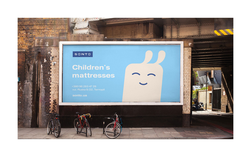 Sonto兒童床墊品牌vi視覺形象識別設計，源自床墊造型的可愛二維卡通設計