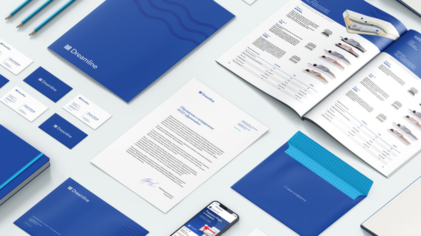 Dreamline 睡眠產(chǎn)品床墊寢具品牌logo設(shè)計(jì)vi設(shè)計(jì)，床墊多層結(jié)構(gòu)承受人體壓力的圖形