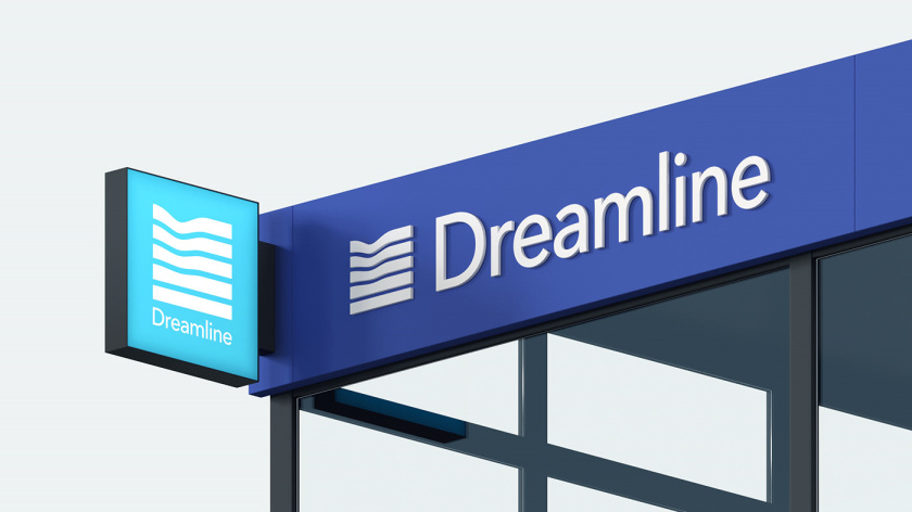 Dreamline 睡眠產(chǎn)品床墊寢具品牌logo設(shè)計(jì)vi設(shè)計(jì)，床墊多層結(jié)構(gòu)承受人體壓力的圖形