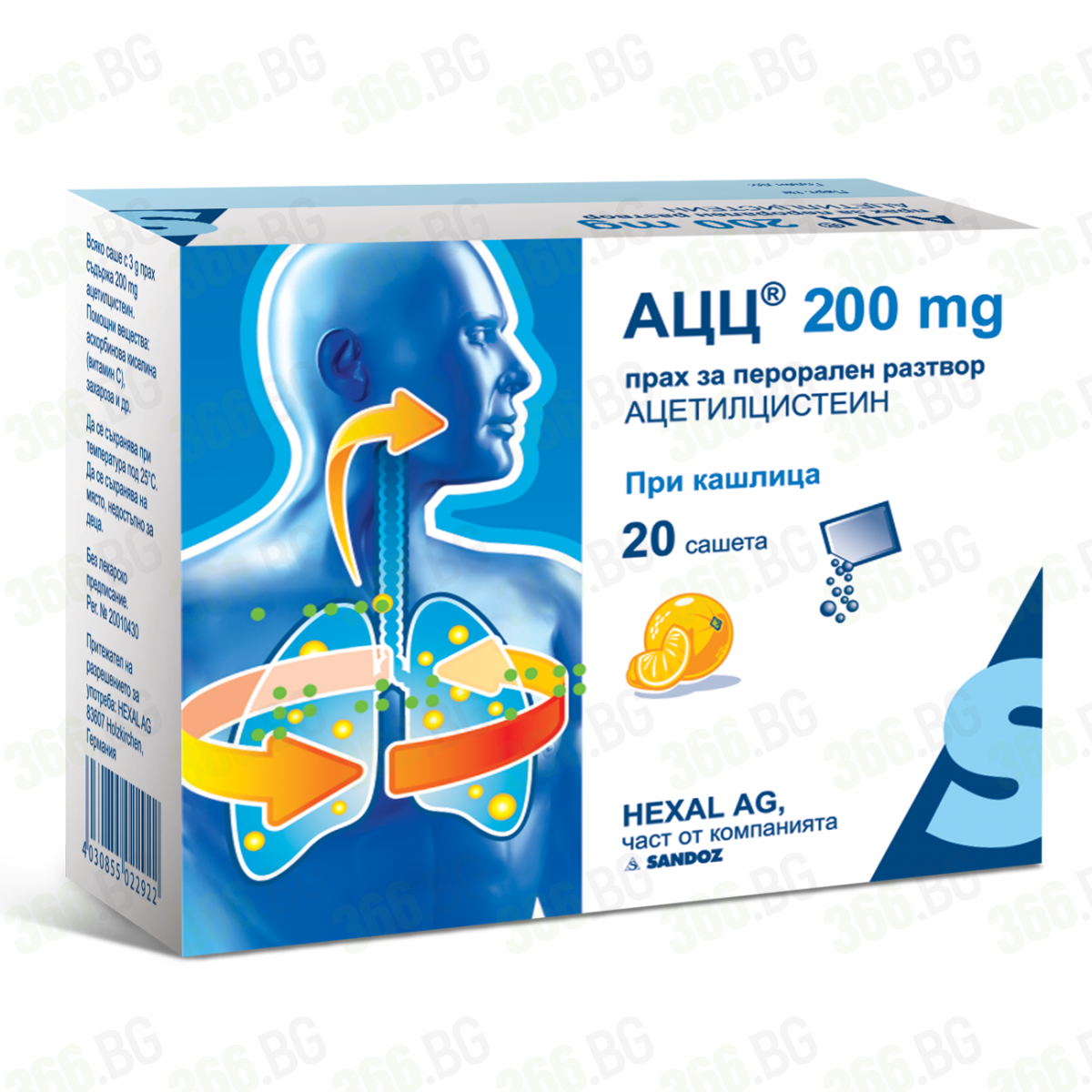 ACC抗支氣管炎藥品盒包裝設(shè)計。成人人體模型疊加肺部支氣管圖形