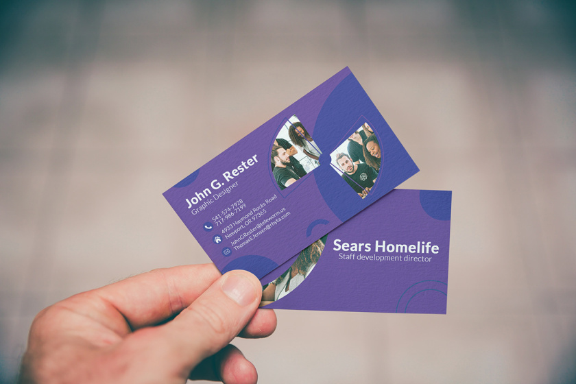 Business Card 帶團隊照片的名片設計