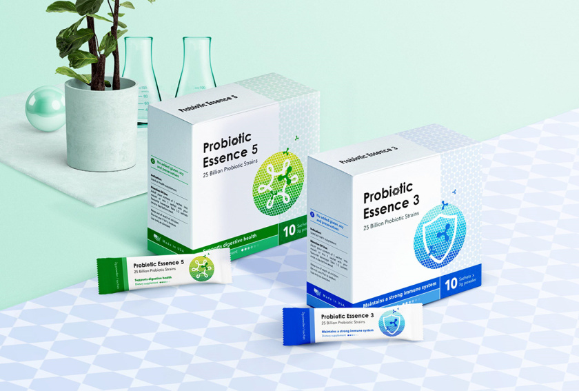Probiotic 益生菌膳食補充劑保健品包裝設計“現代科技”風