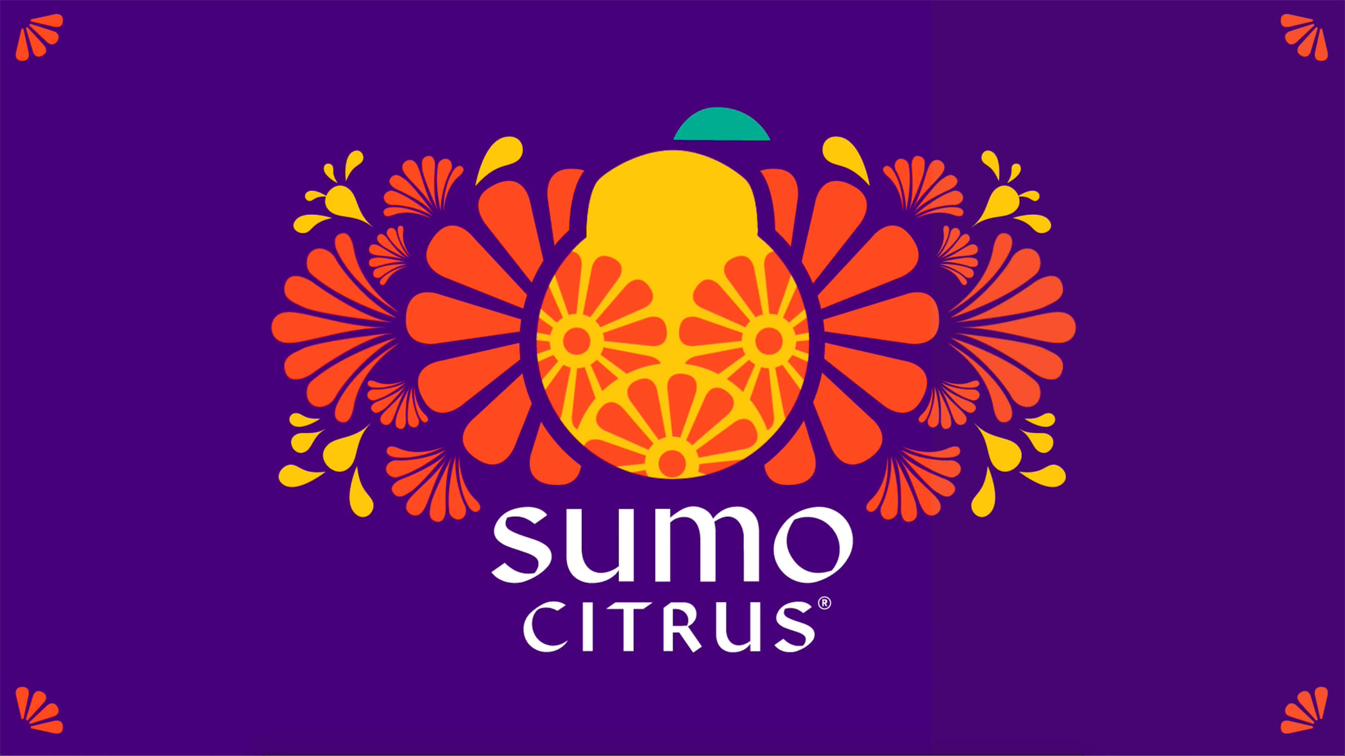 Sumo Citrus 橘子品牌logo設計，靈感來自水果的獨特形狀和日式圖案
