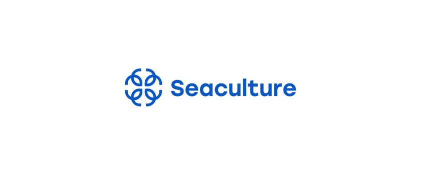 Seaculture 海水養(yǎng)殖海鮮品牌logo與vi識別設計，四個線條魚組合