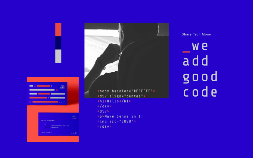 Make Sense 軟件開發公司vi設計，長短線條加代碼元素