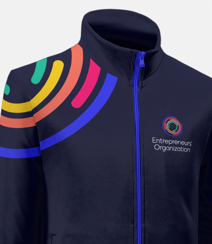 EO企業家組織協會機構logo設計與品牌視覺形象vi設計，動態風格多層圓形線條