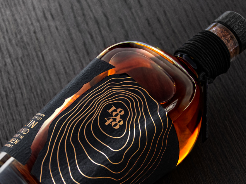 德國葡萄酒品牌1848“樹木年輪”圖案包裝設計