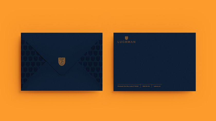 LUGHMAN 消費品公司迷宮線條盾牌logo設計與vi設計