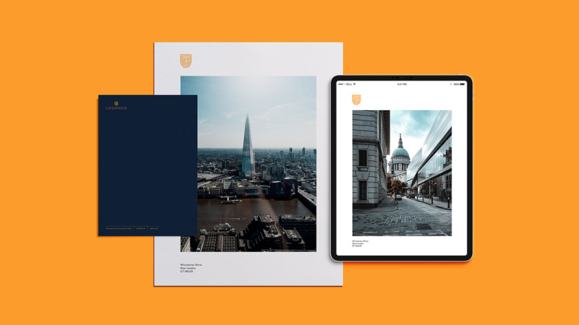 LUGHMAN 消費品公司迷宮線條盾牌logo設計與vi設計