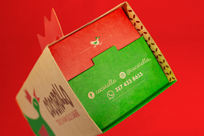 Cocorollo 雞蛋糕糕點包裝設計，一只可愛的雞插畫