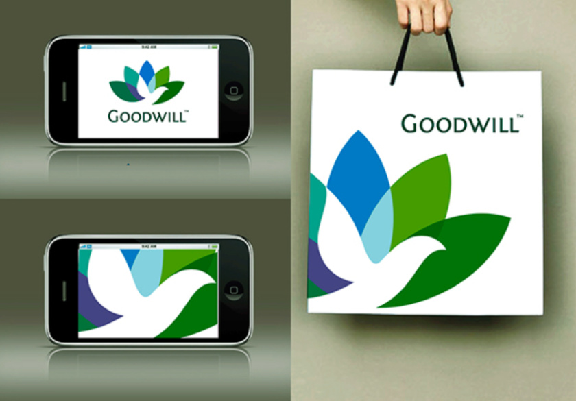 Goodwill 糧食面粉企業(yè)品牌logo設(shè)計(jì)與品牌形象識(shí)別設(shè)計(jì)，小鳥與花朵結(jié)合元素