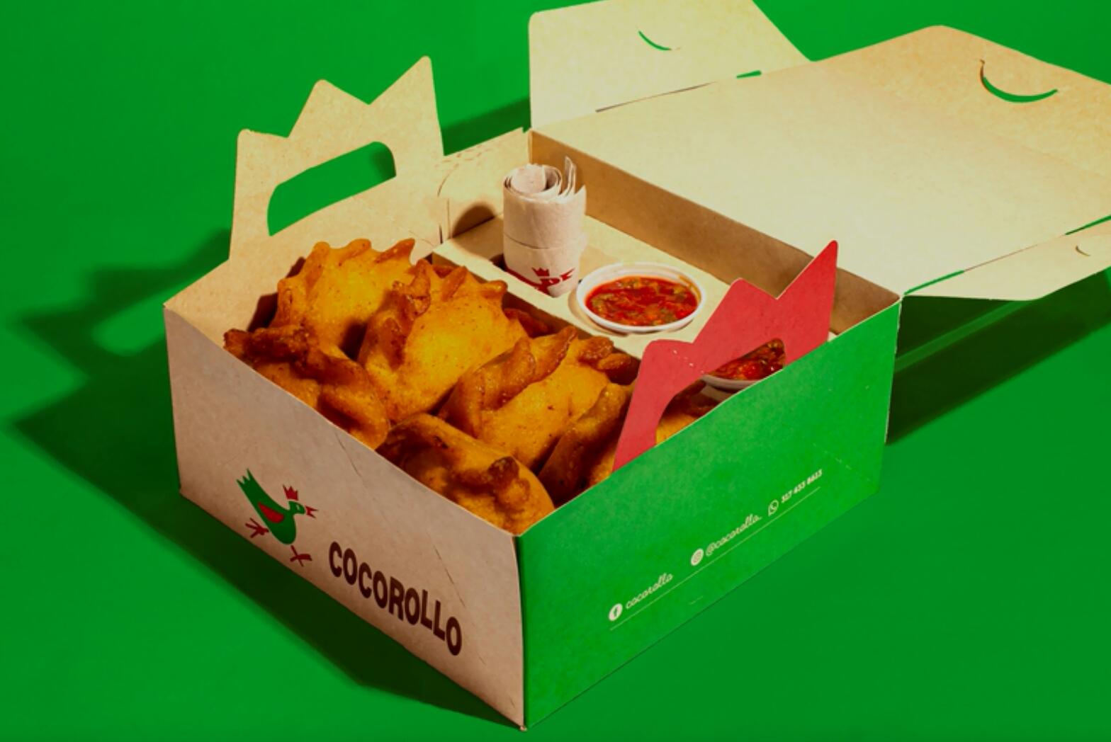 Cocorollo 雞蛋糕糕點包裝設計，一只可愛的雞插畫