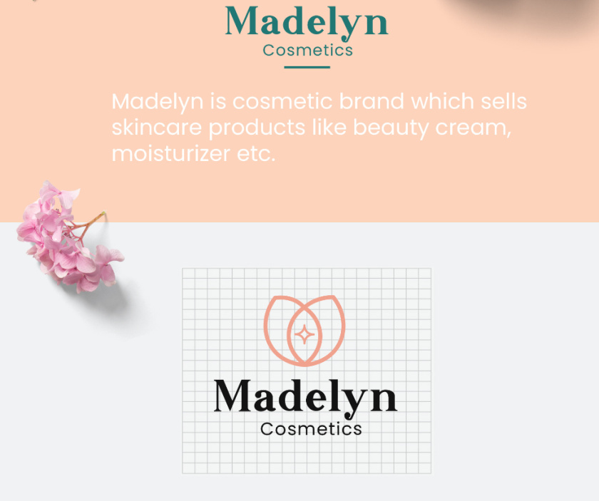 Madelyn 化妝品品牌logo設計“花朵+星星”元素
