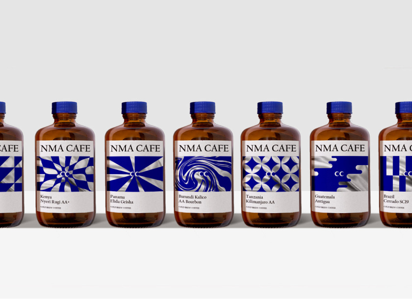 NMA CAFE 咖啡包裝設計“單色幾何元素”風格
