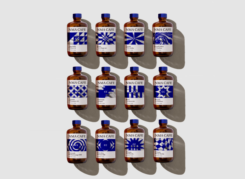 NMA CAFE 咖啡包裝設計“單色幾何元素”風格