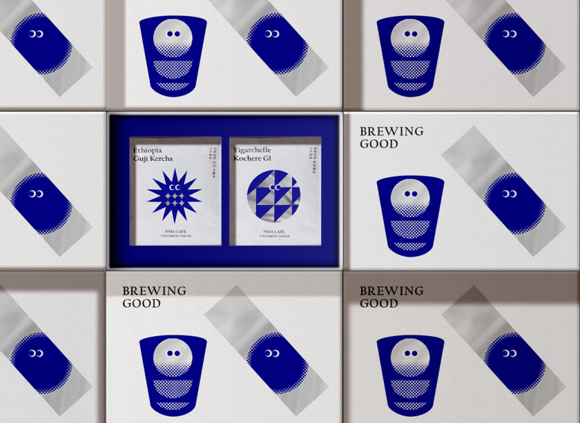 NMA CAFE 咖啡包裝設計“單色幾何元素”風格