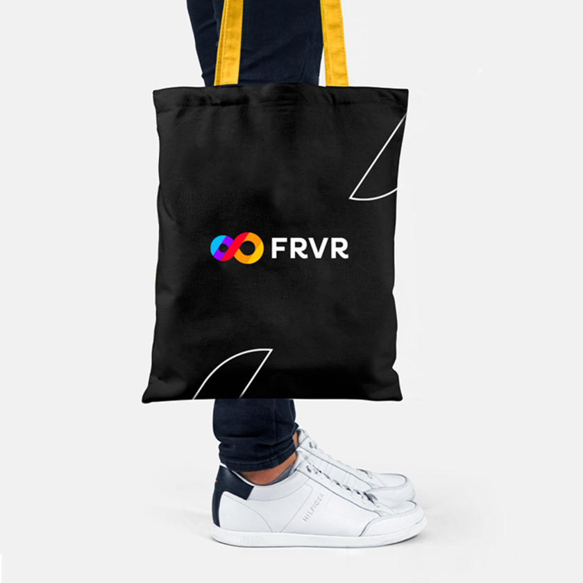 FRVR免費(fèi)休閑游戲平臺(tái)網(wǎng)站品牌重塑，對(duì)角線顏色分割無(wú)窮大造型LOGO設(shè)計(jì)