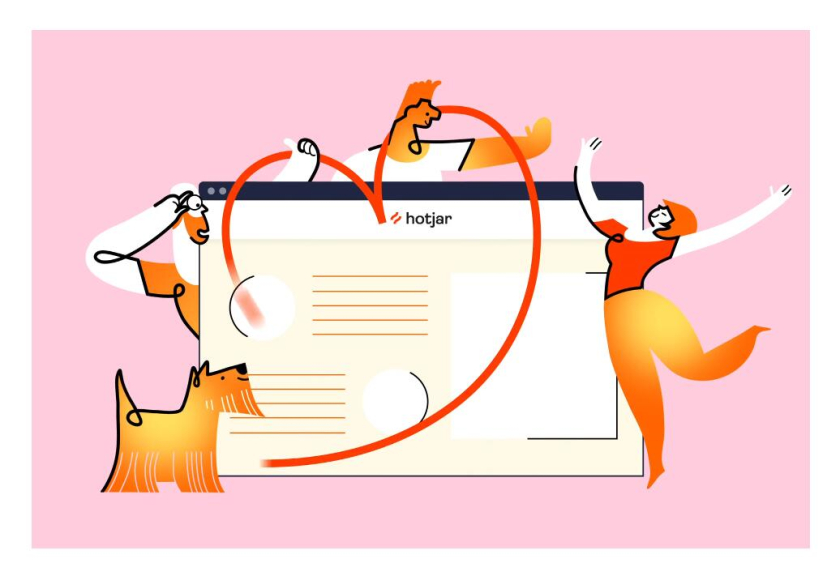 Hotjar 網站熱點工具品牌logo設計“抽象熱浪+極簡插圖品牌應用設計”