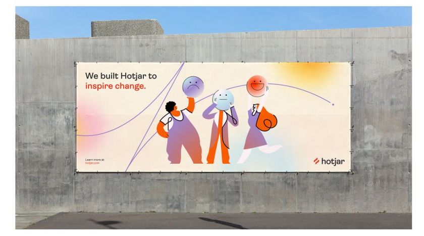 Hotjar 網站熱點工具品牌logo設計“抽象熱浪+極簡插圖品牌應用設計”