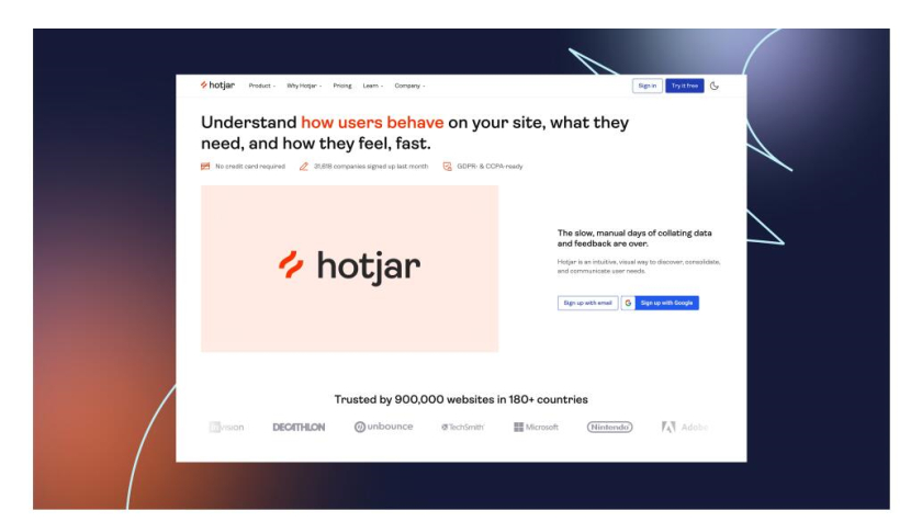 Hotjar 網站熱點工具品牌logo設計“抽象熱浪+極簡插圖品牌應用設計”