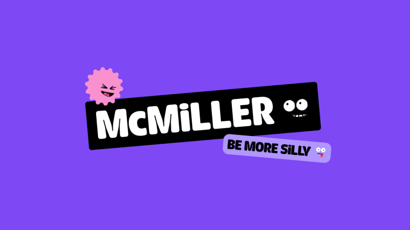 McMiller游戲公司 帶有貼紙的LOGO設計。