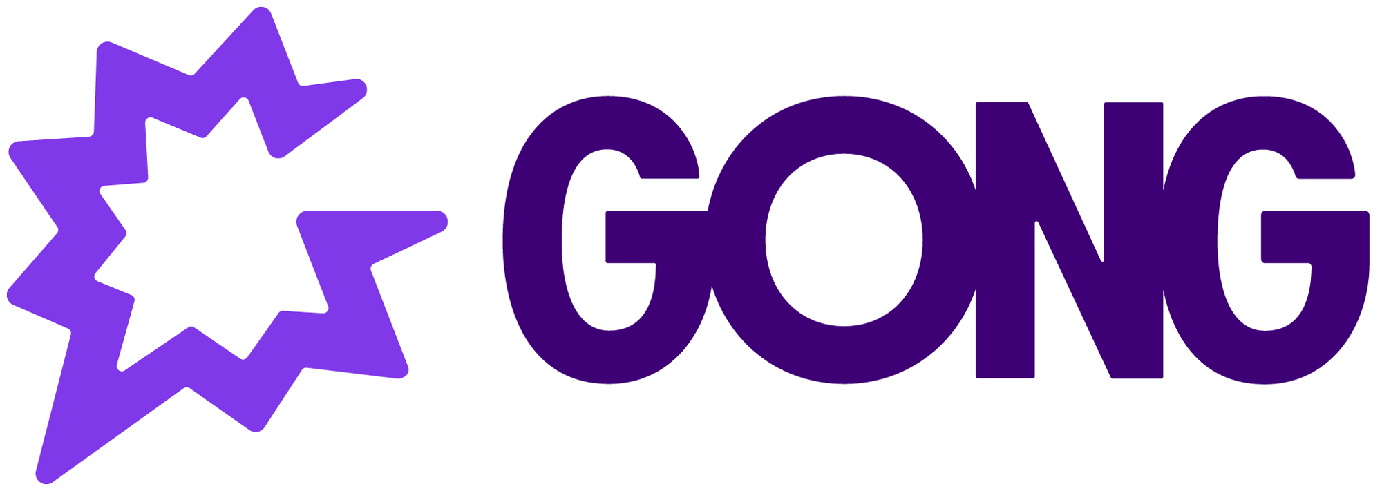 CRM客戶關系管理平臺GONG品牌logo設計，慶祝星星元素+對話框+G