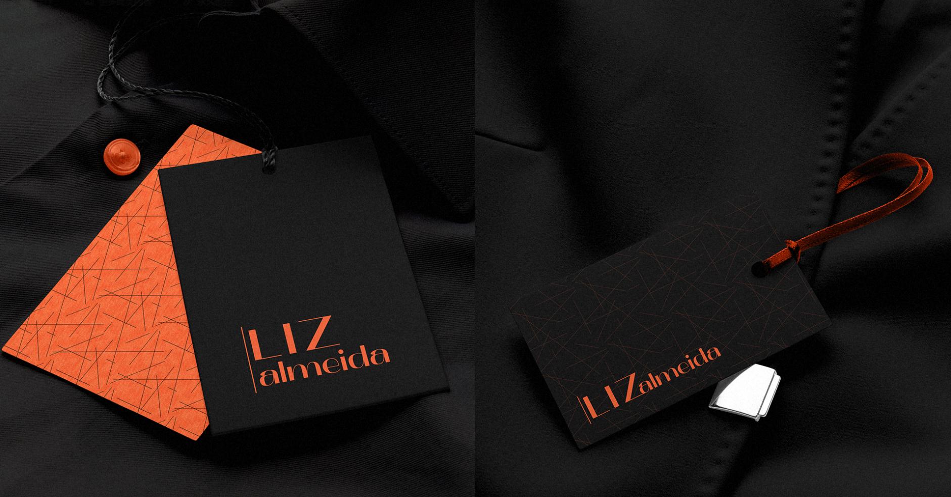 個性與時尚的Liz Almeida服裝品牌vi設計，以“雜亂而有序排列的線元素為輔助識別