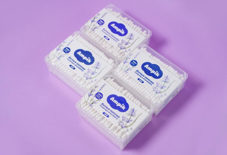 Ampik 安皮克消毒棉簽品牌命名與包裝設計，蓬松的云彩符號代表柔軟的棉花