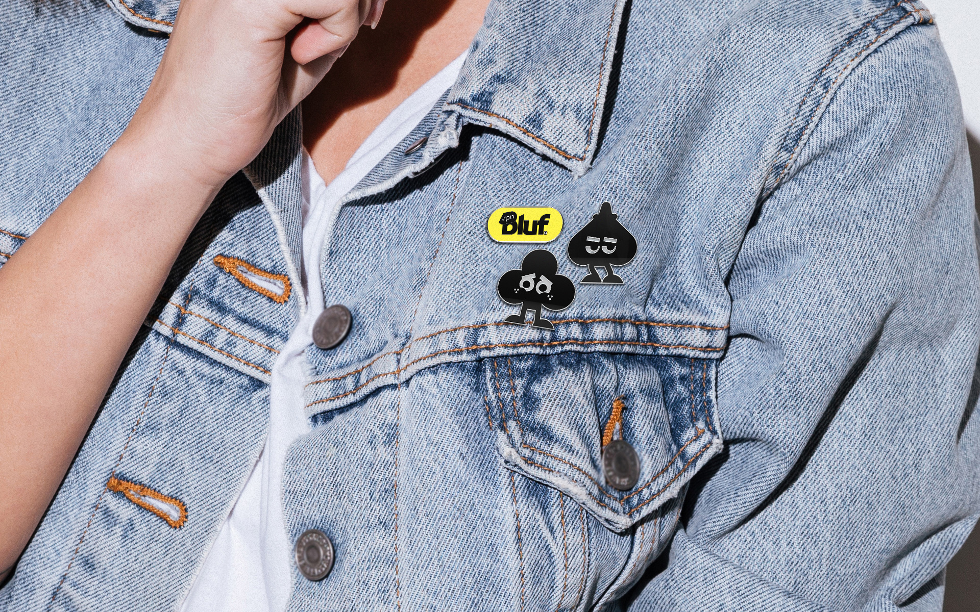 Bluf翻墻與隱私保護VPN軟件品牌設計ip卡通-衣服裝飾引腳