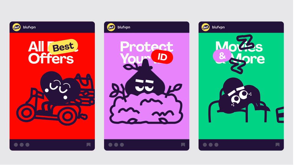 Bluf翻墻與隱私保護VPN軟件品牌設計ip卡通- 英斯塔格拉姆帖子