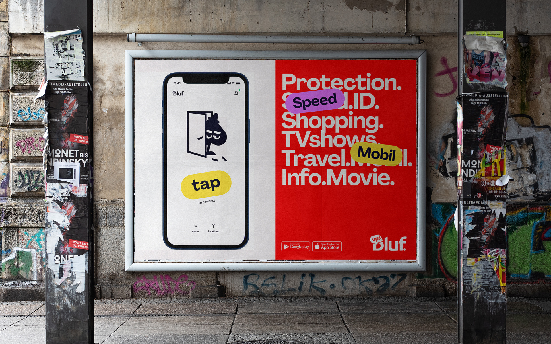 Bluf翻墻與隱私保護VPN軟件品牌設計ip卡通