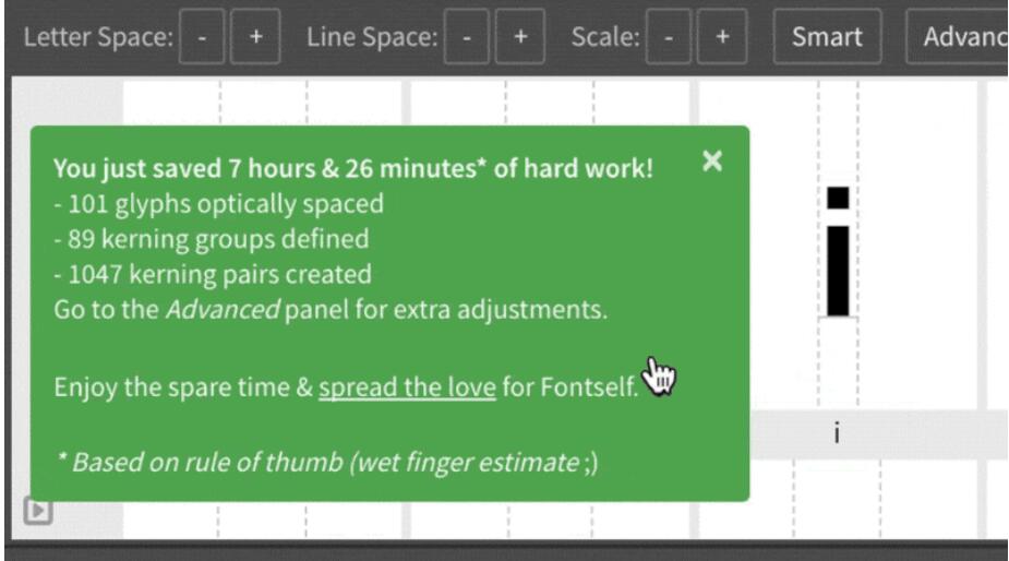 使用 Fontself Maker 界面的動(dòng)畫 gif