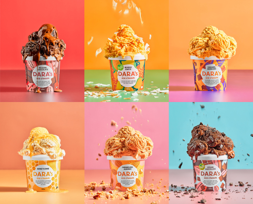 Dara全天然手工冰淇淋包裝設計“鮮艷飽滿的插畫”