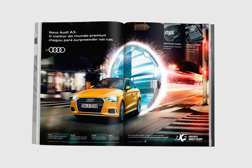 Audi 奧迪 A3 汽車宣傳主KV平面廣告設計“超時空傳送”篇